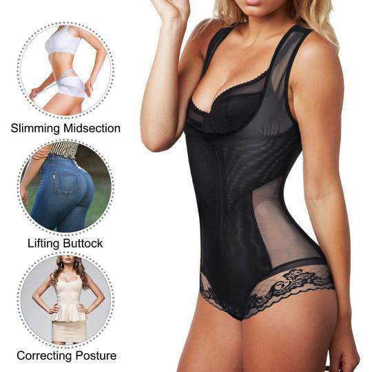 ELEADY Women Waist Trainer Bodysuit Double Slim Full Body Shapewear Breathable Smooth Corset: Bodysuit  