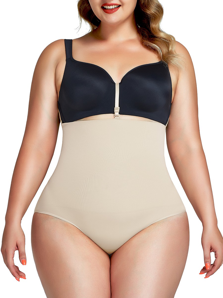 Skin Color High Cut Seamless Panty High Waist High-Compression: 