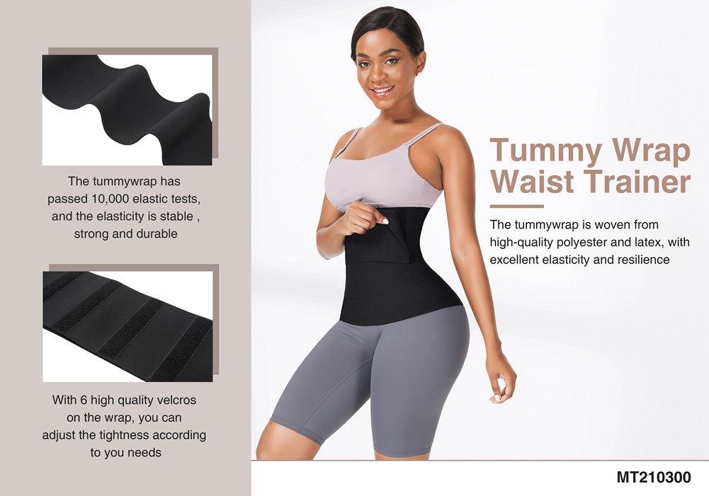 Black Latex Tummy Wrap Compression Band Waist Control: 