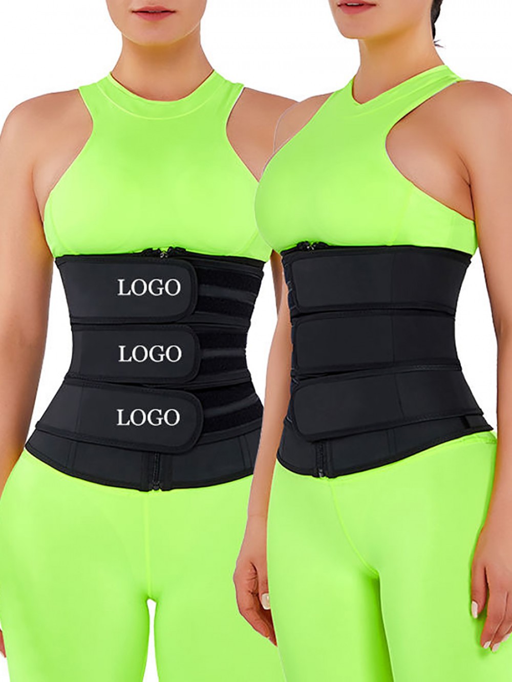 Slimming Stomach Black Three Belts Latex Waist Trainer Big Size: 