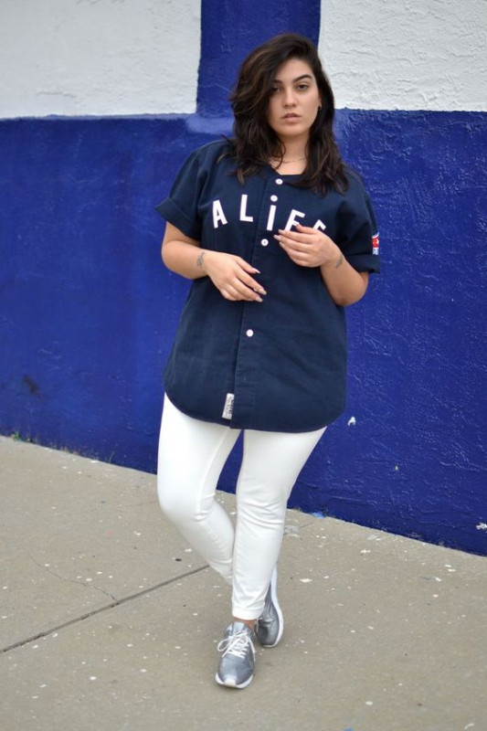 Plus Size Outfit With Blue Shirt & White Jeans: Plus size outfit,  Blue shirt  
