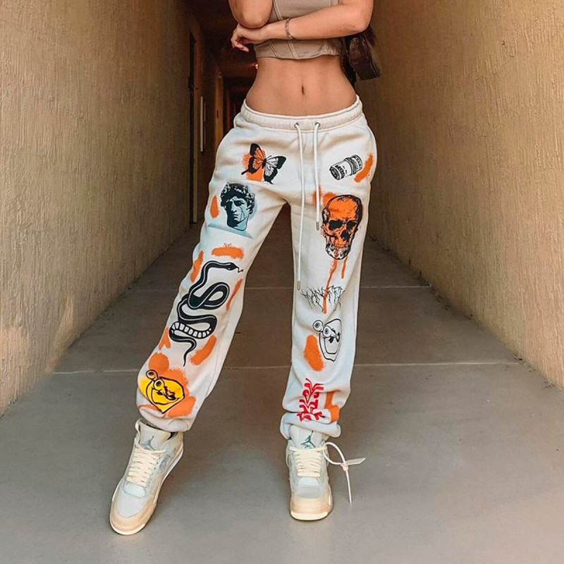 2k21 baddie street print sweatpants