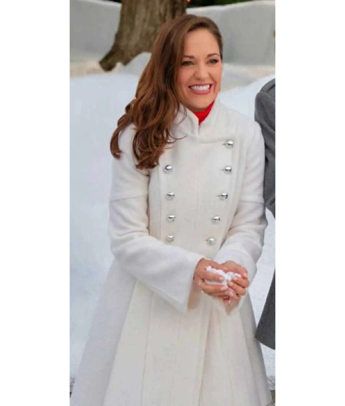 Laura Osnes One Royal Holiday Anna White Wool Coat: 