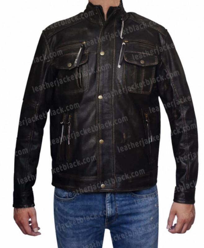 Men Cafe Racer Quilted Dark Brown Biker Real Leather Jacket: 