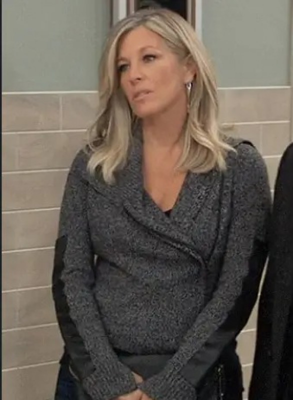 General Hospital Carly Corinthos Knit Grey Jacket: jacket  