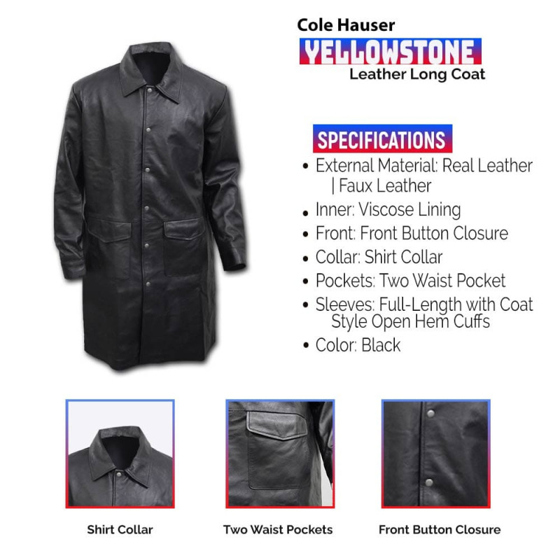 Cole Hauser Yellowstone Rip Wheeler Long Coat: 