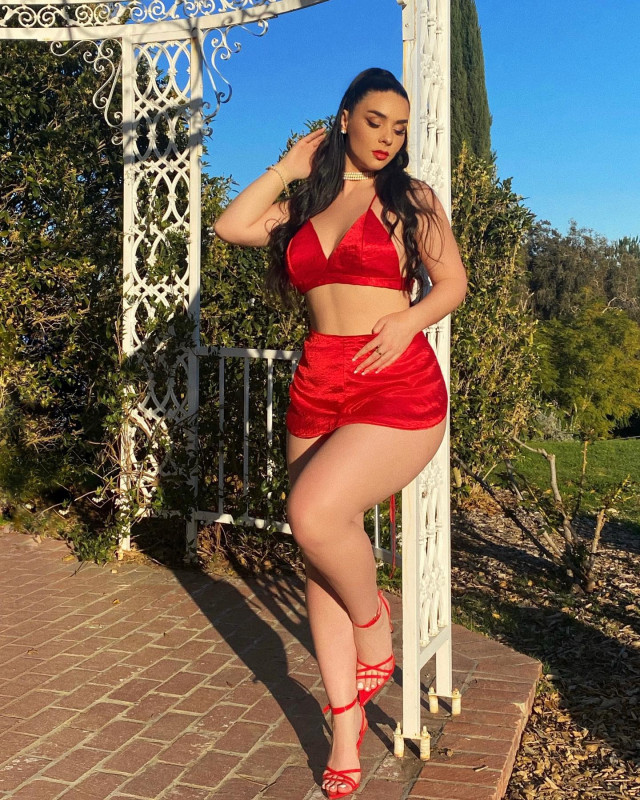 Viktoria Kay Looking Hot In Red Satin Party Dress