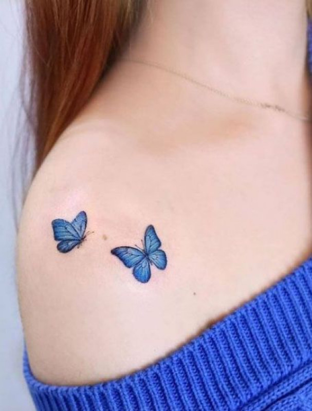 Cute Blue Butterfly Tattoo Design For Girls: Butterfly Tattoo,  Tattoo Ideas  