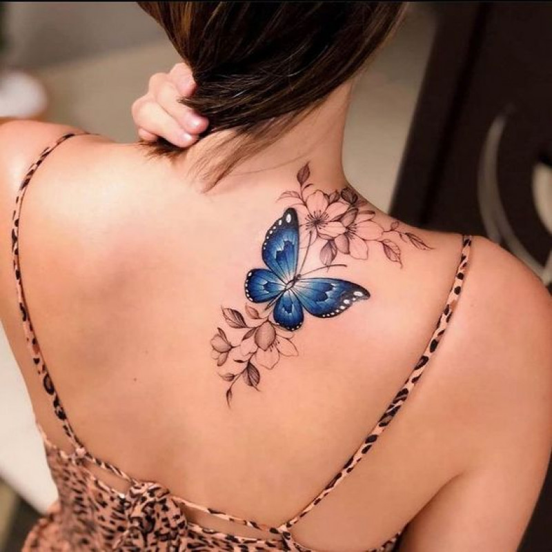 Butterfly Tattoo With Floral Design: Butterfly Tattoo,  Tattoo Ideas  