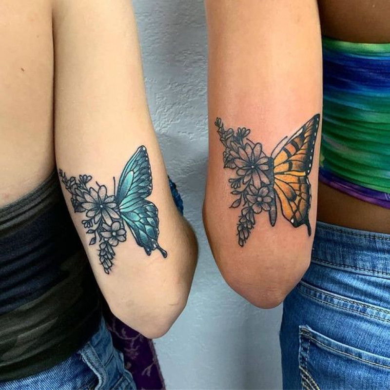 Matching Butterfly Tattoo Ideas For Sisters: Butterfly Tattoo,  Tattoo Ideas,  Sleeve tattoo  