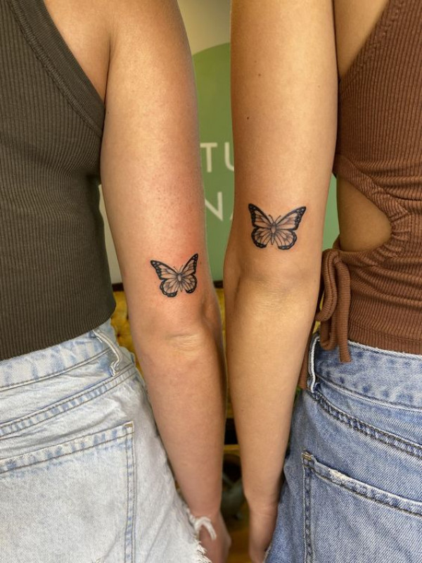 Cute Matching Butterfly Design Tattoo Ideas For Girl Friends
