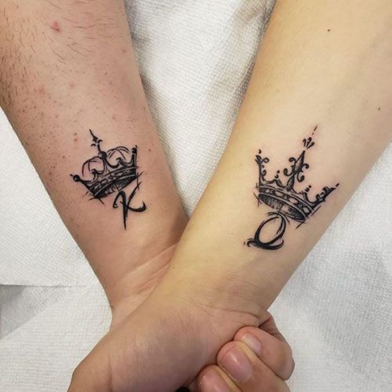 King Queen Crown Tattoo Design For Couple|Couple Tattoo Ideas