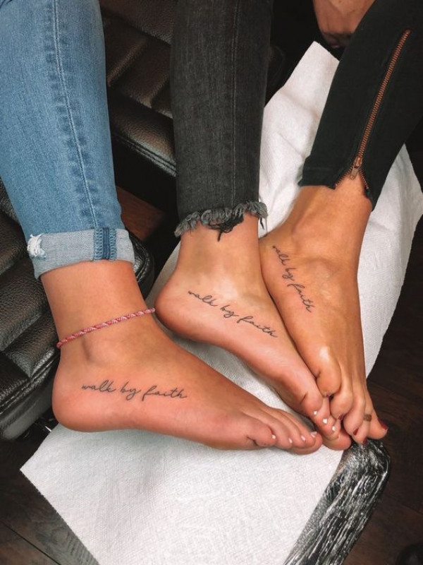 Walk By Faith Tattoo Idea For Sisters In Family