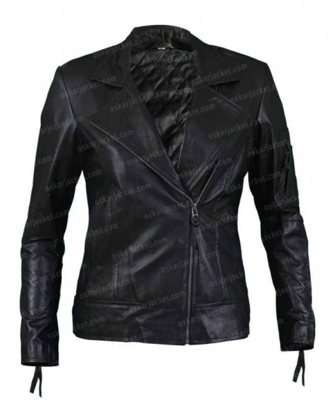 Doctor Who Amy Pond Black Biker Leather Jacket: Leather jacket  
