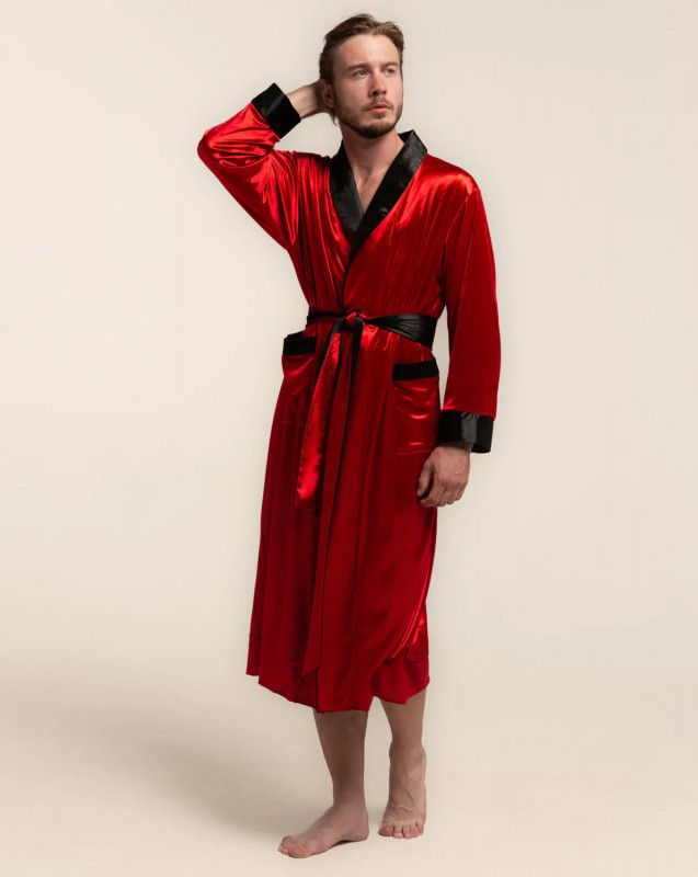 Retro Style Velvet Robe Mens with Lining