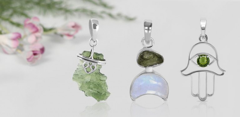 Green Moldavite Sterling Silver Ring Jewelry: 