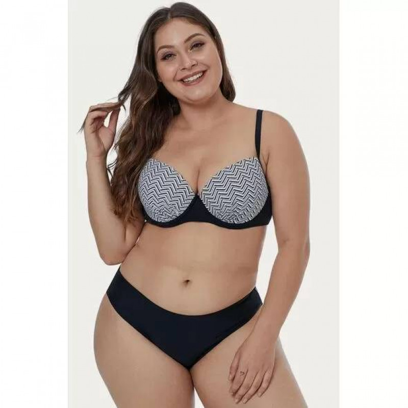 Waves Print Plus Size Bikini Set: 
