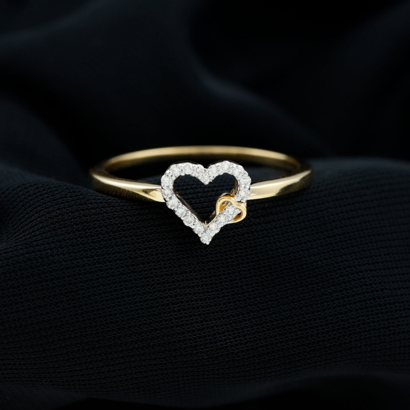 Certified Moissanite Open Heart Promise Ring: 