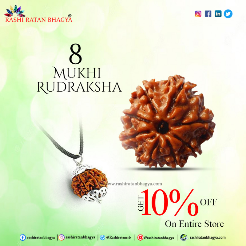 Get 10% Discount Buy 8 Mukhi Rudraksha Beads this Shravan Maas: 