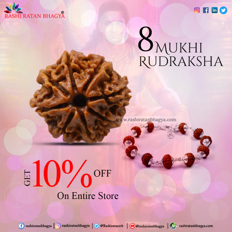 Shravan mah sale get 10% discount on entire 8 Mukhi Rudraksha Beads: 