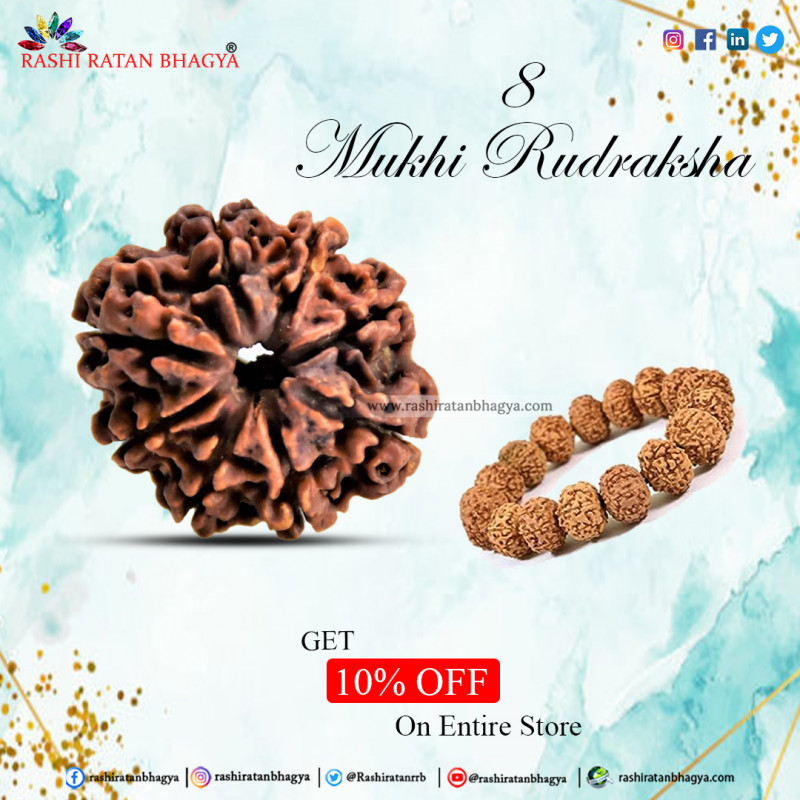 Get 10% Off on 8 Mukhi Rudraksha Online in India: 