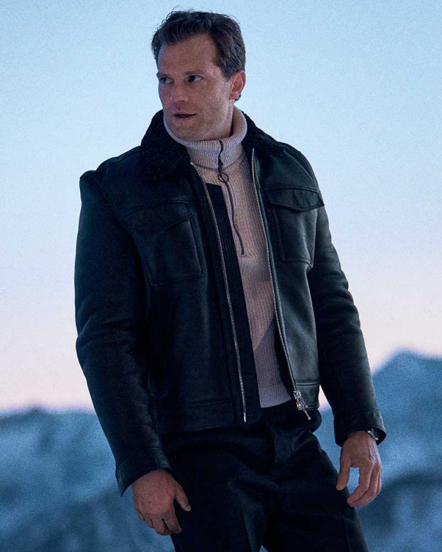 Heart of Stone 2023 Jamie Dornan Shearling Leather Jacket