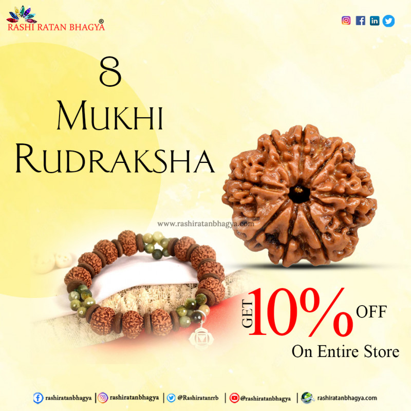 Get 10% off 8 Mukhi Rudraksha Online from Rashi Ratan Bhagya: 