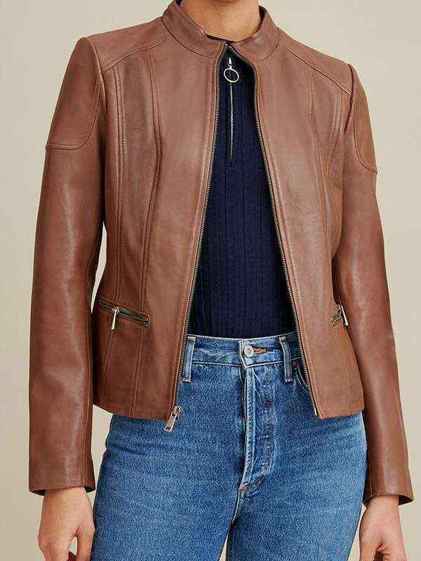 Caitlin Scuba Leather Jacket