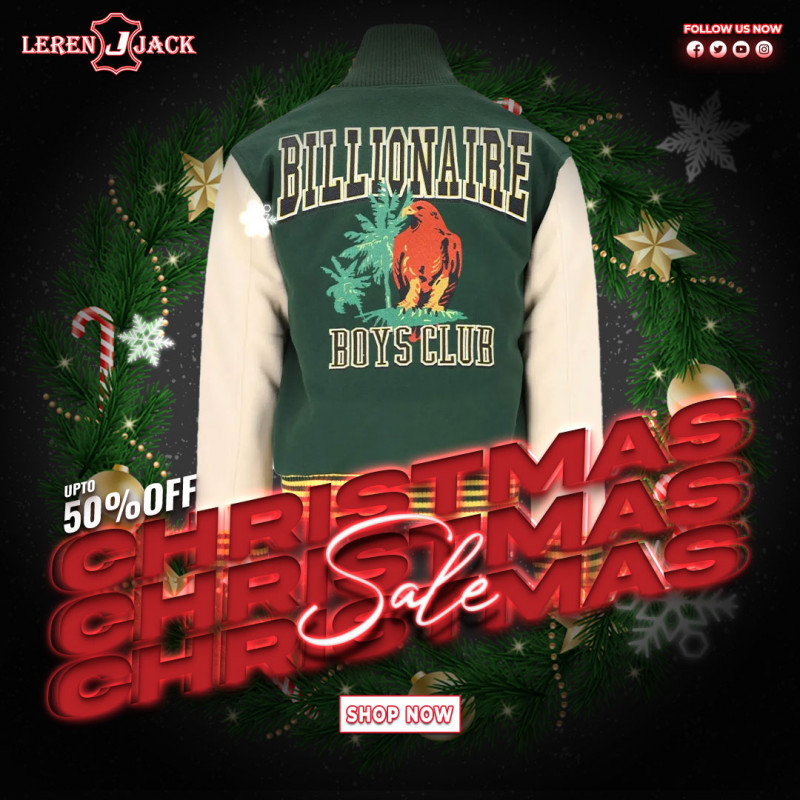 BBC Patch-detailed Button-Up Green Varsity Jacket: 