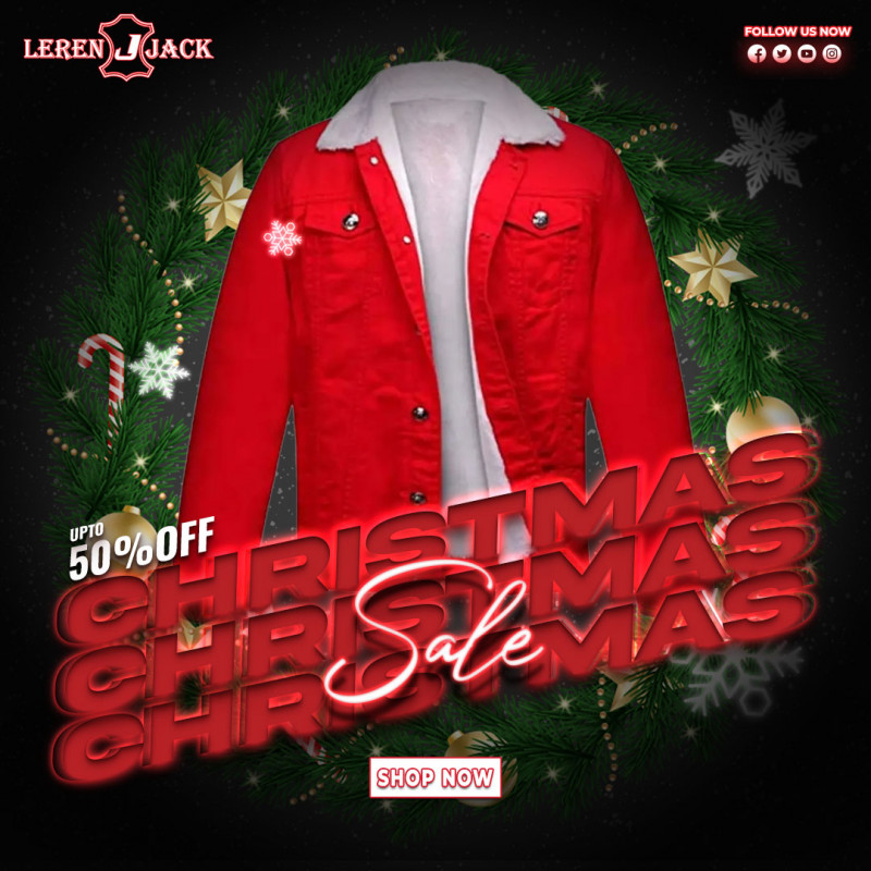 Christmas Denim Red Jacket: 