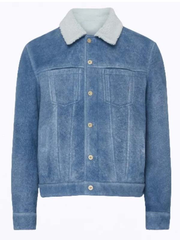 Mens Classic Blue Denim Fur Jacket