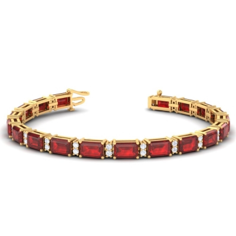 Classic Ruby Emerald Cut Diamond Bracelet (21.08cttw): 