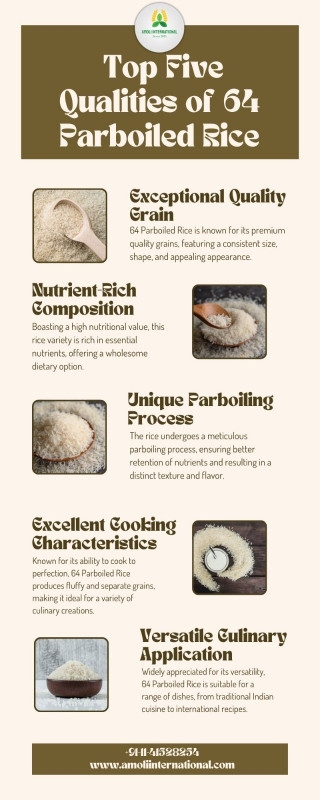 Top Five Qualities of 64 Parboiled Rice: 