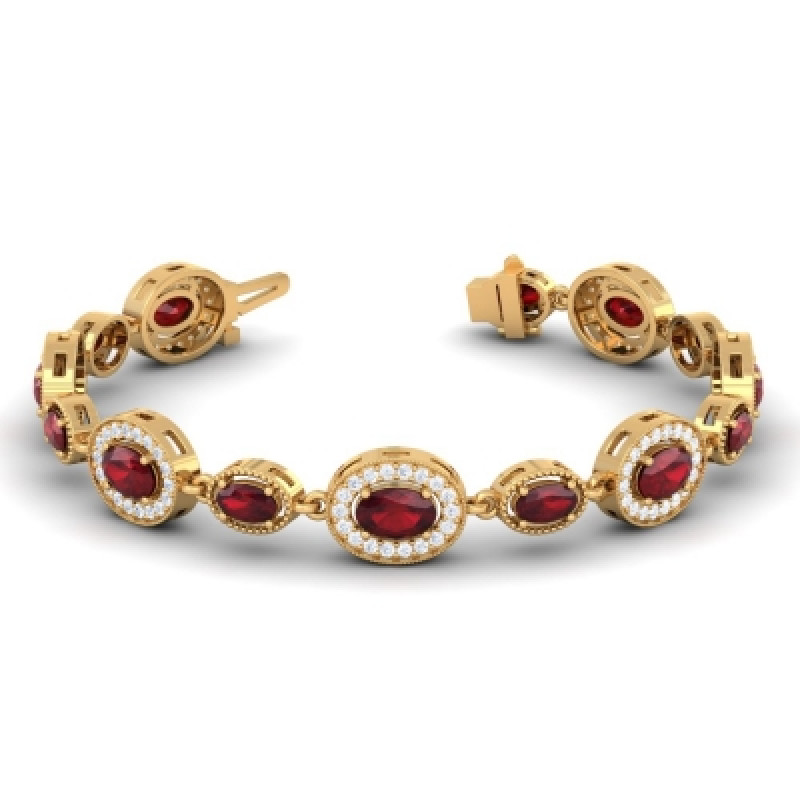Dazzling Ruby and Oval Diamond Bracelet (5.26cttw): 