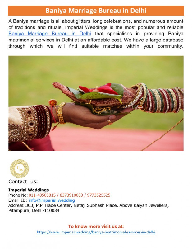 Baniya Marriage Bureau in Delhi: 