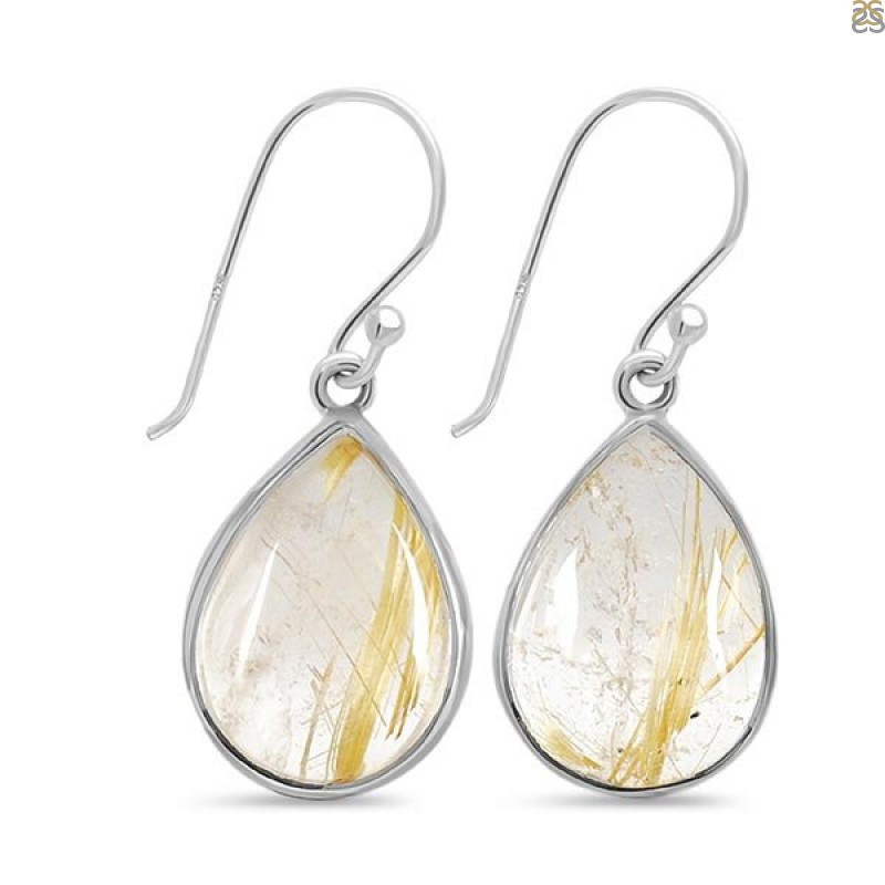 Golden Rutile Earrings - A Sophisticated Jewelry Piece With Aesthetic Appeal: 