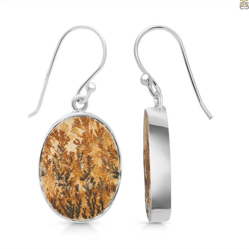 Psilomelane Dendrite Earrings - The Beautiful Dual-Tint Gemstone: 