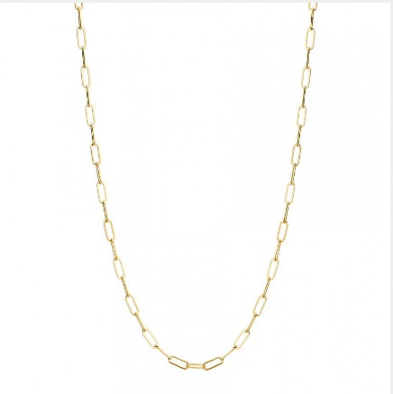 18 Karat Yellow Gold Solid Thin Paper Clip Chain: 