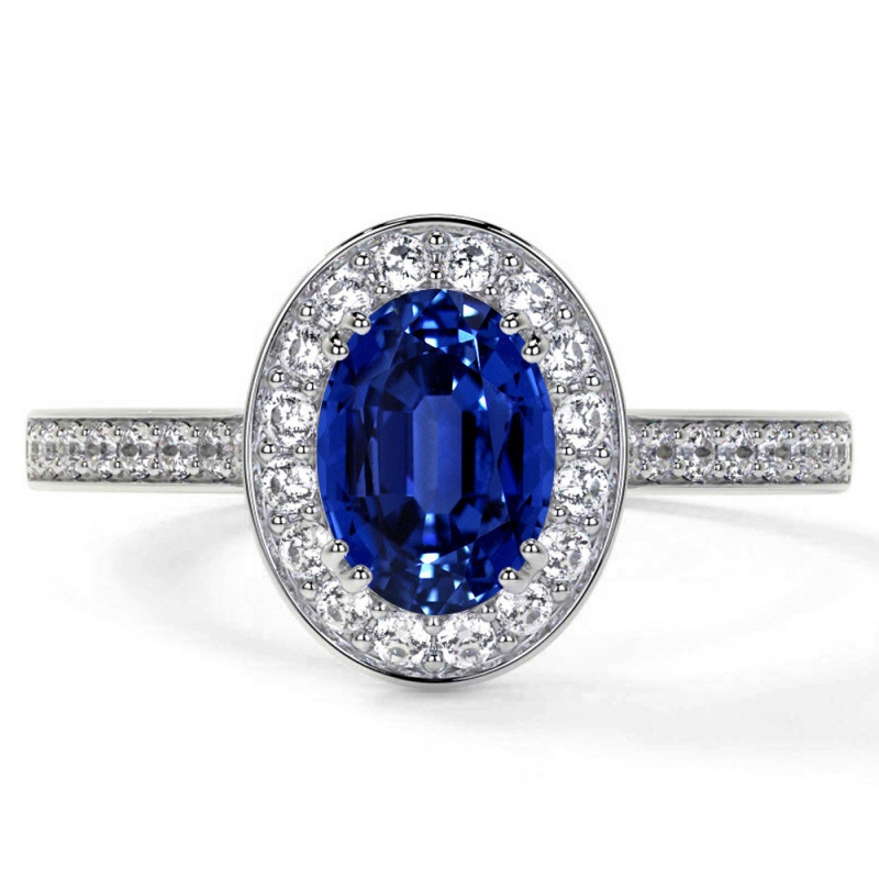Sapphire Ring With Diamonds (Oval Shaped): 