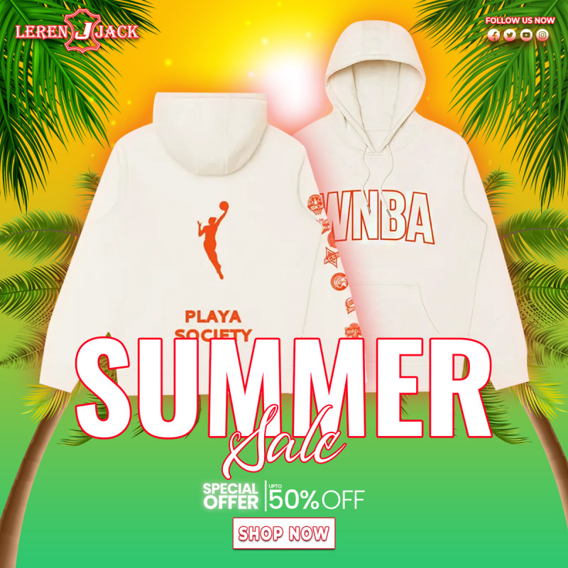Playa Society Wnba Collegiate White Hoodie: 