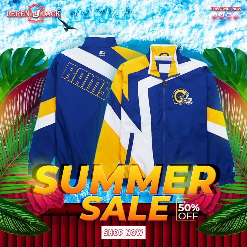 LA Rams Star Windbreaker Nylon Jacket: 