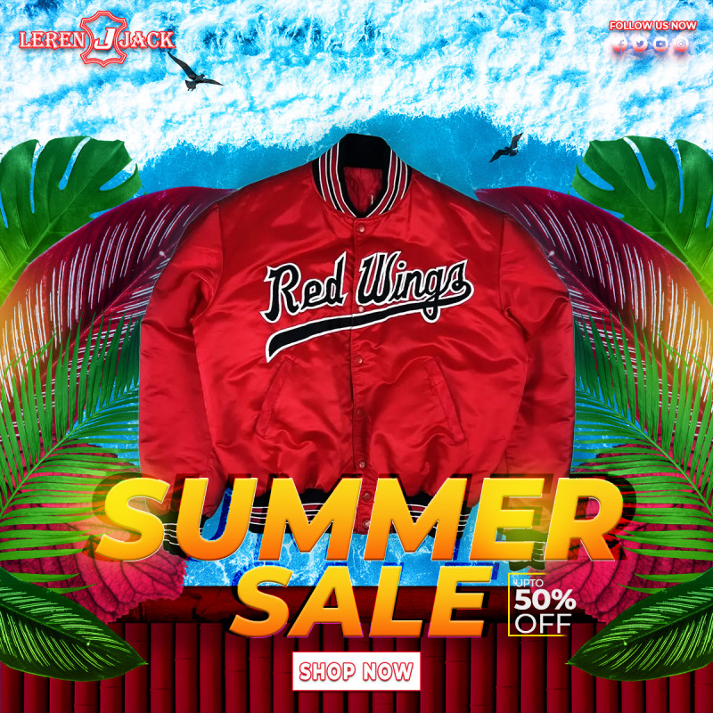Rochester Red Wings Baseball Bomber Red Satin Jacket: 