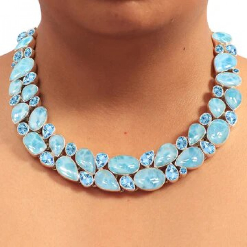 Oceanic Opulence: Radiant Larimar Necklaces for Serene Sophistication: 