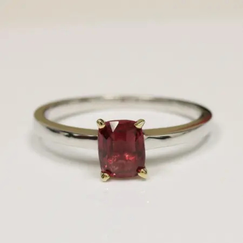 Pristine Untreated Cushion-Cut Ruby Solitaire Ring (1.20cts): 