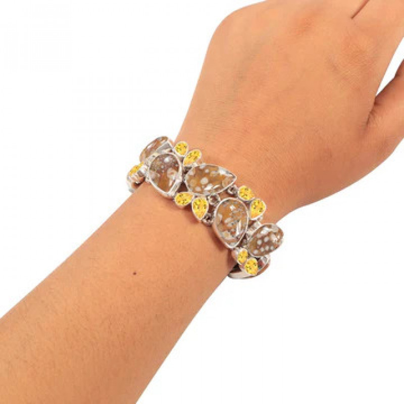 Sagacia Deerfawn Jasper Jewelry: Earthy Opulence in Sterling Silver: 