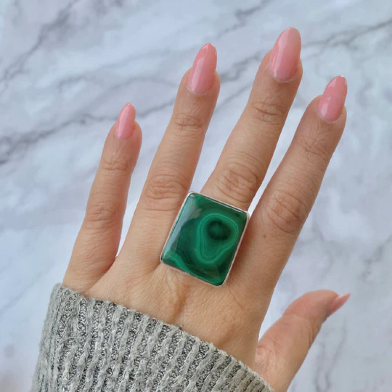 Sterling Malachite Rings Online at Sagaciya jewelry: 