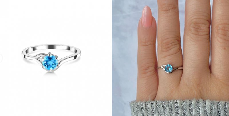 Exquisite Dainty Swiss Blue Topaz Ring to Adore: 