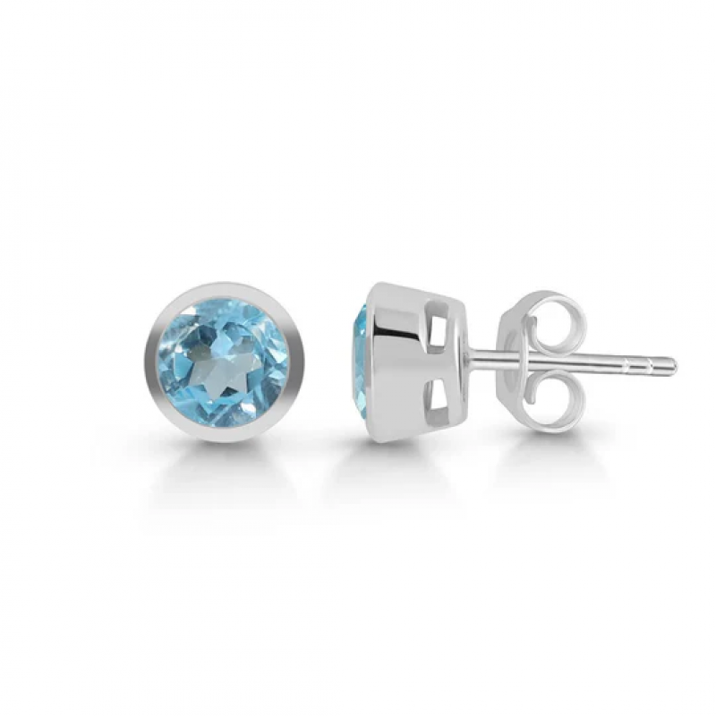 Dainty Blue Topaz Earrings: 