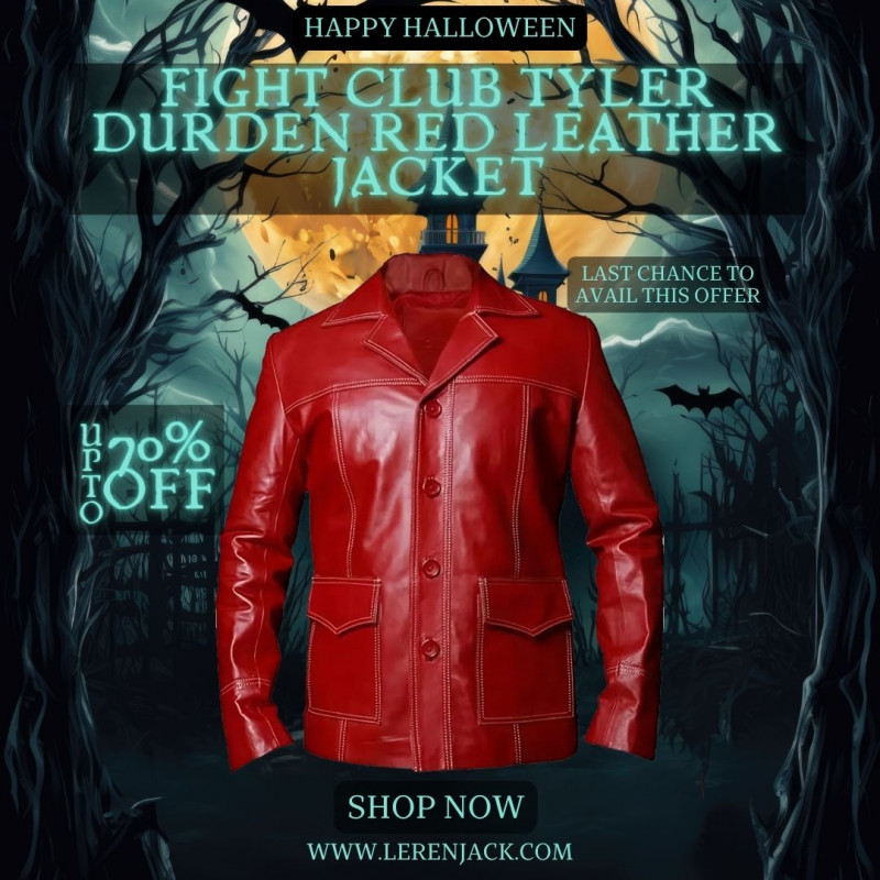 Brad Pitt Fight Club Tyler Durden Leather Jacket: 