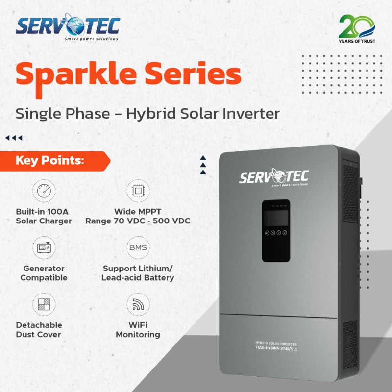 Sparkle Series Single Phase - Hybrid Solar Inverter: 